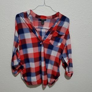 Woman's XL Justify 3/4 Sleeve Plaid Shirt